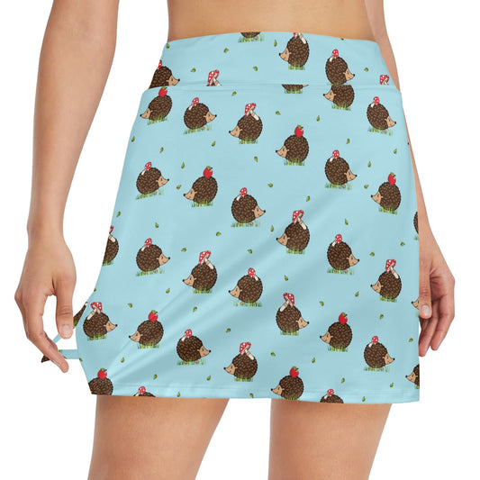 Hedgehog Print Design LKS402 17" Golf & Pickleball Skort with Pockets