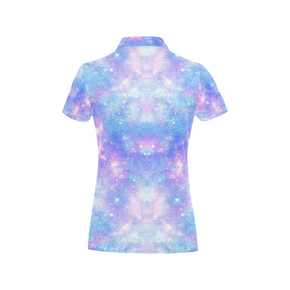 Galaxy Stardust Pastel Color Print Women's Polo Shirt