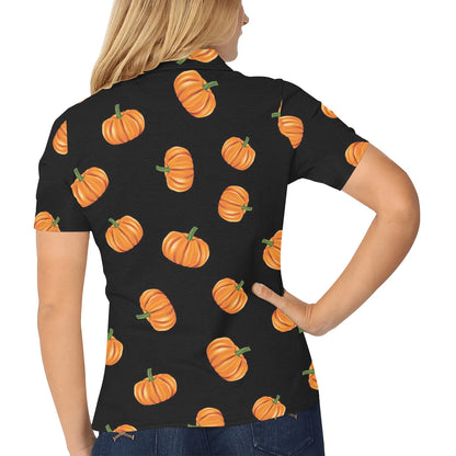 Pumpkin Pattern Print Design A05 Women's Polo Shirt