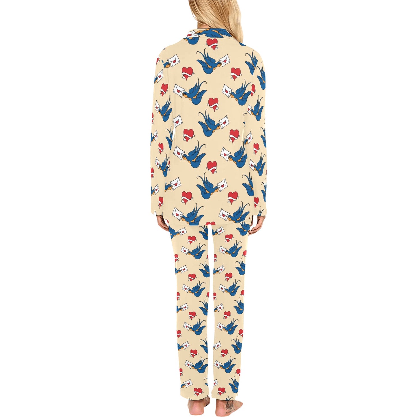 Swallow Bird Pattern Print Design 05 Women's Long Pajama Set