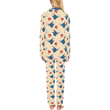 Swallow Bird Pattern Print Design 05 Women's Long Pajama Set