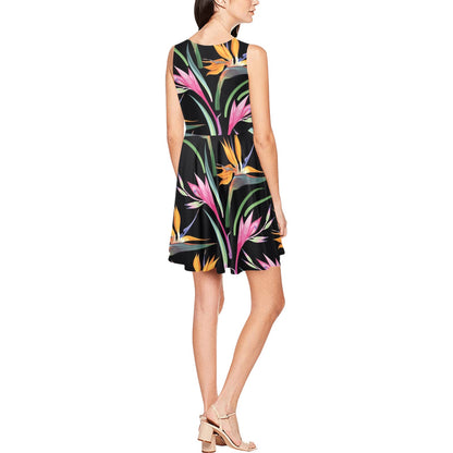 Tropical Flower Pattern Print Design TF017 Sleeveless Dress