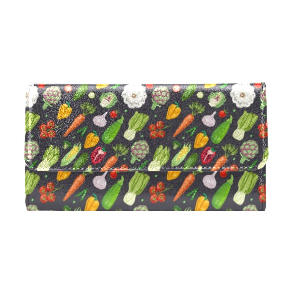 Vegan Pattern Themed Design Print Women's Trifold Wallet