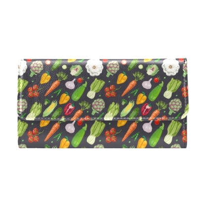 Vegan Pattern Themed Design Print Women's Trifold Wallet