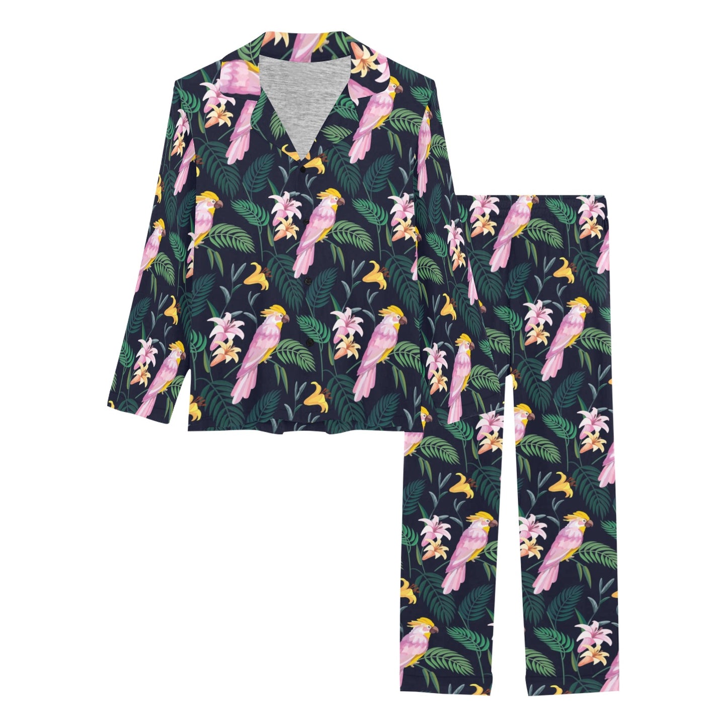 Cockatoo Pattern Print Design 03 Women's Long Pajama Set
