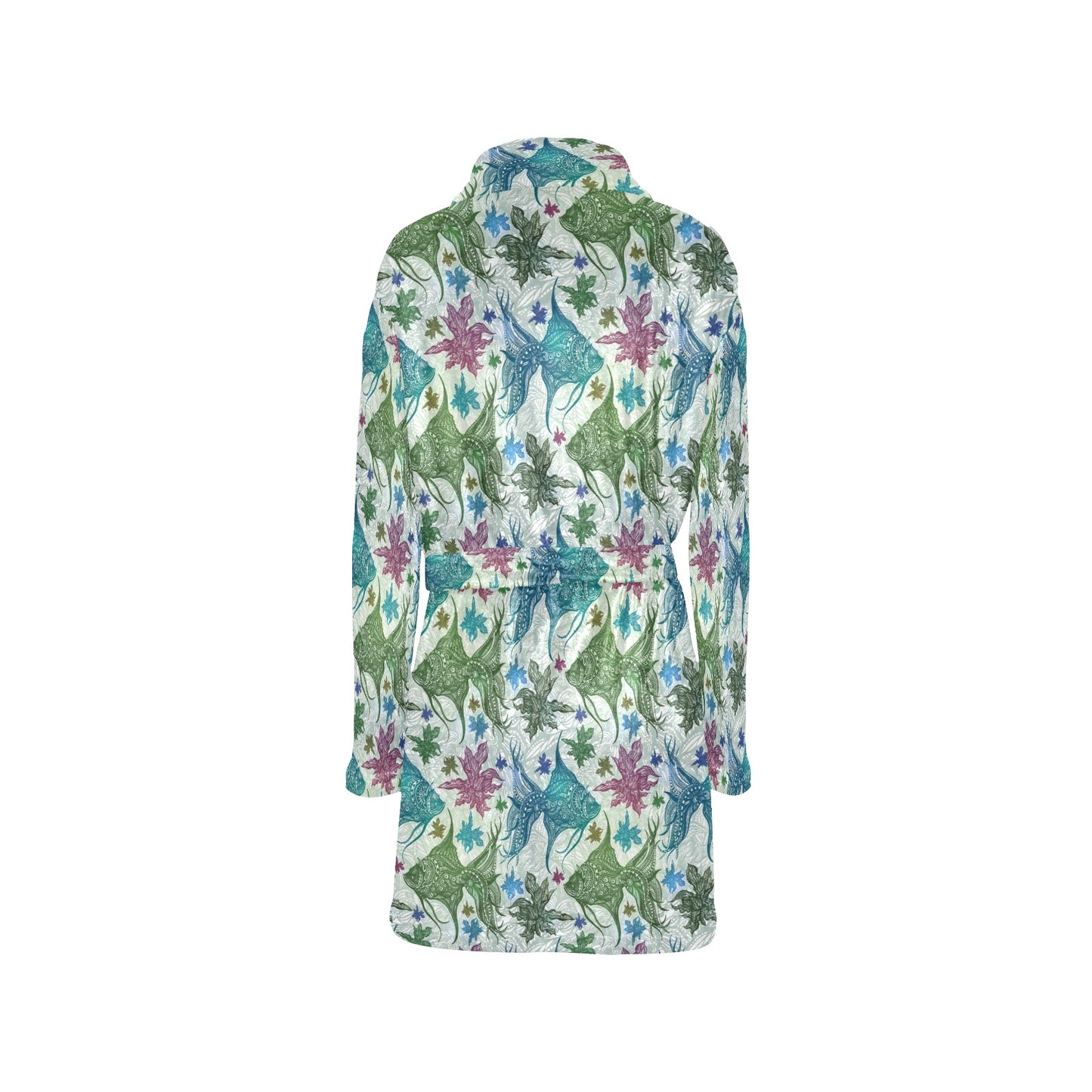 Angelfish Tribal Pattern Print Design 01 Women's Fleece Robe