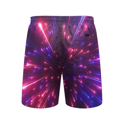 Celestial Purple Blue Neon Speed Light Men's Swim Trunks Beach Shorts