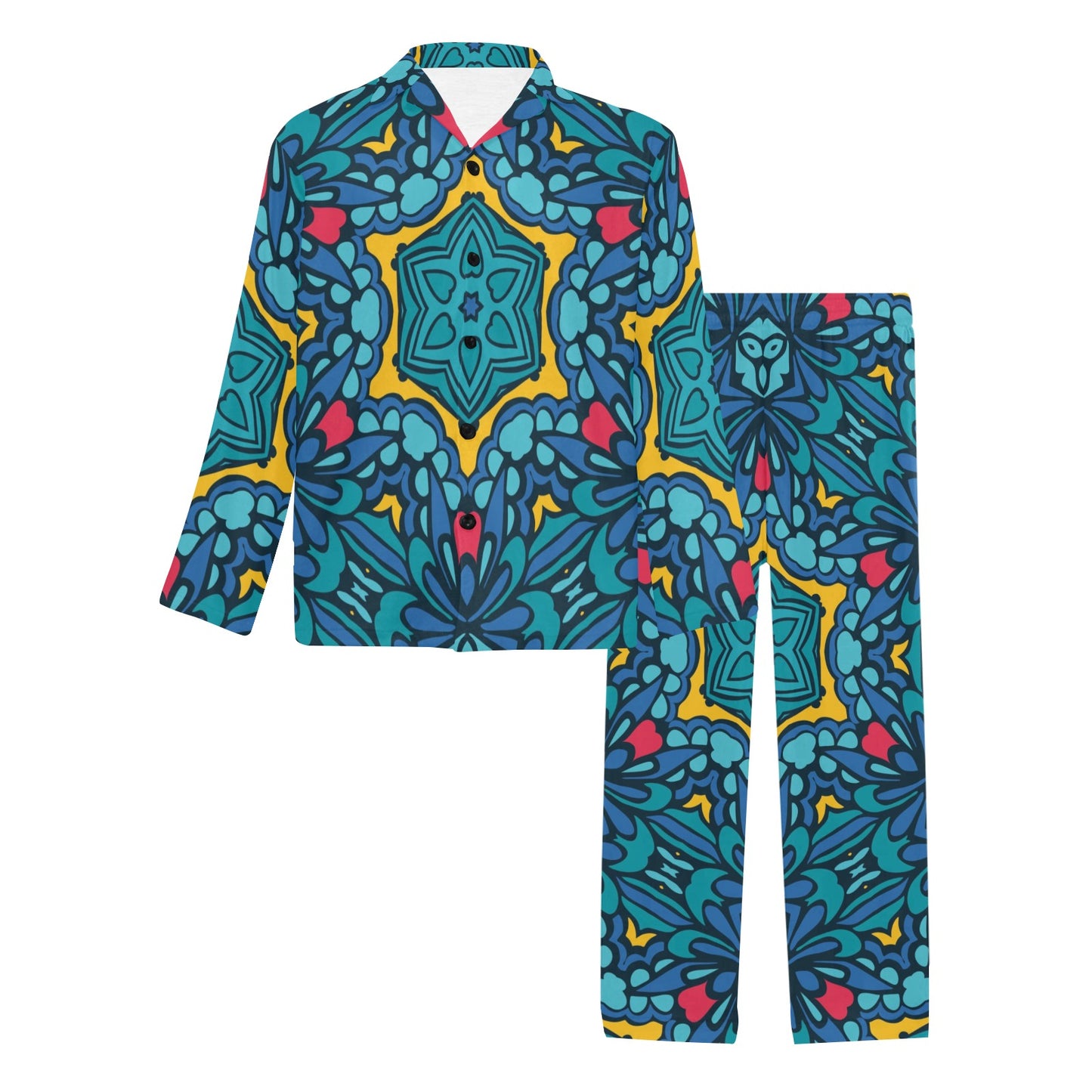 Kaleidoscope Pattern Print Design 04 Men's Long Pajama Set