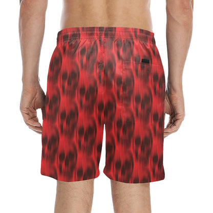 Skull Red Print Design LKS306 Men's Swim Trunks Beach Shorts