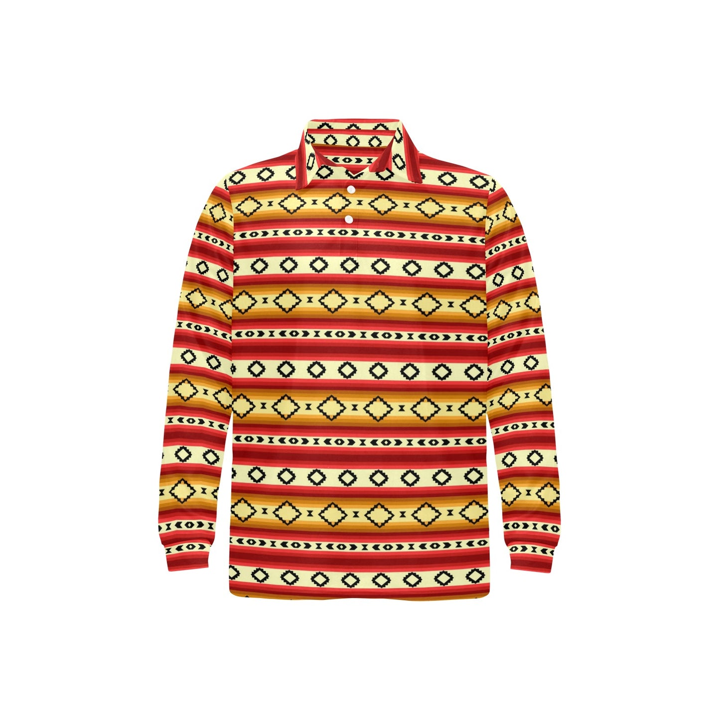 Serape Themed Long Sleeve Polo Shirt For Men's