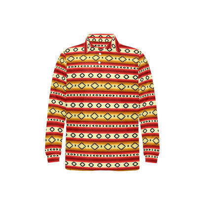 Serape Themed Long Sleeve Polo Shirt For Men's