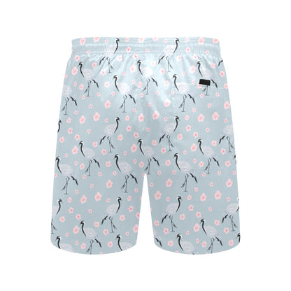 Sakura Bird Print Design LKS304 Men's Swim Trunks Beach Shorts