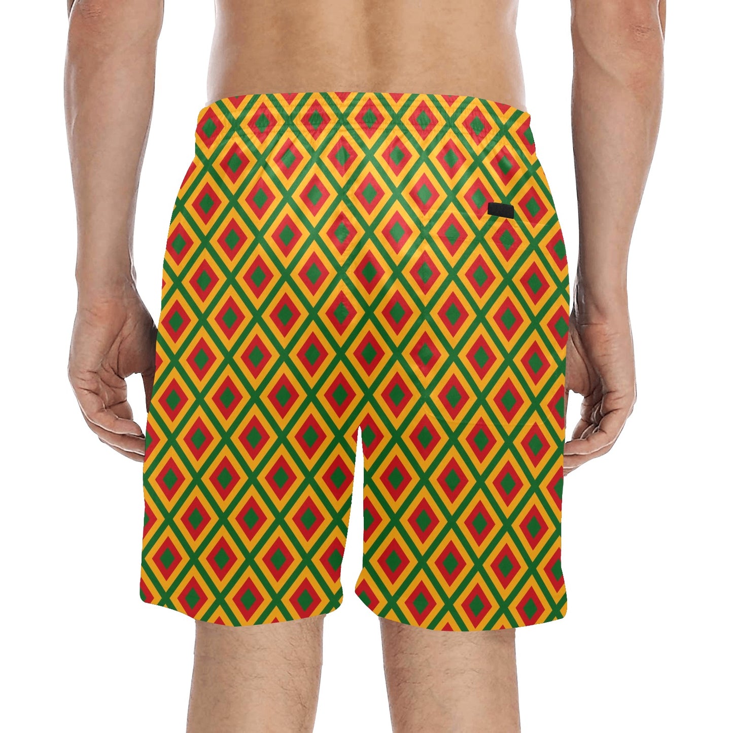 Rasta Reggae Color Cross Men's Swim Trunks Beach Shorts