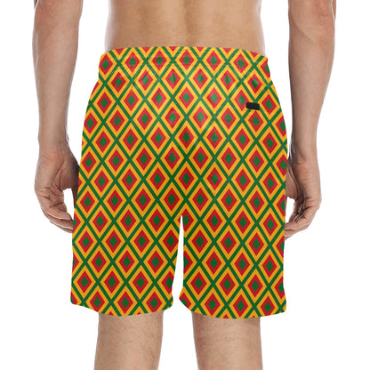 Rasta Reggae Color Cross Men's Swim Trunks Beach Shorts