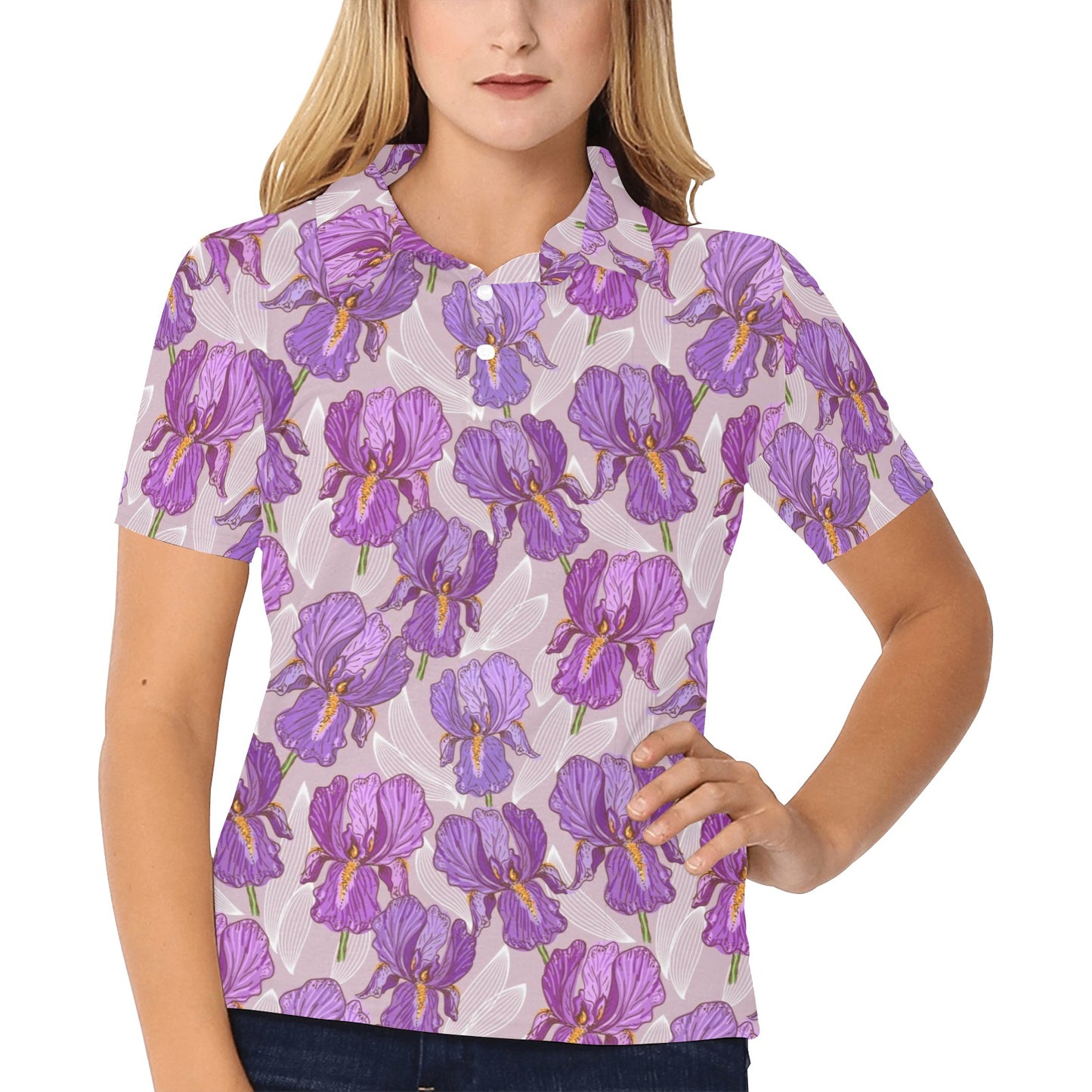 Iris Pattern Print Design IR05 Women's Polo Shirt
