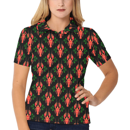 Lobster Print Design LKS403 Women's Polo Shirt