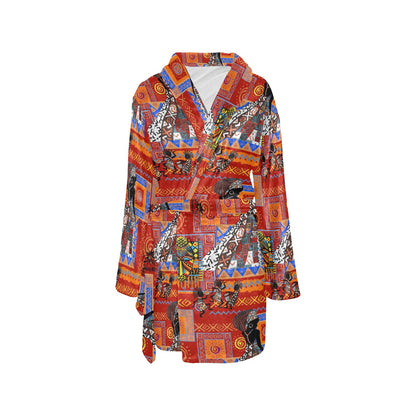 African Print Pattern Women's Fleece Robe