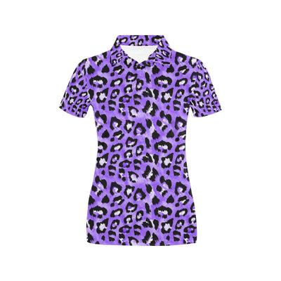 Leopard Purple Skin Print Women's Polo Shirt