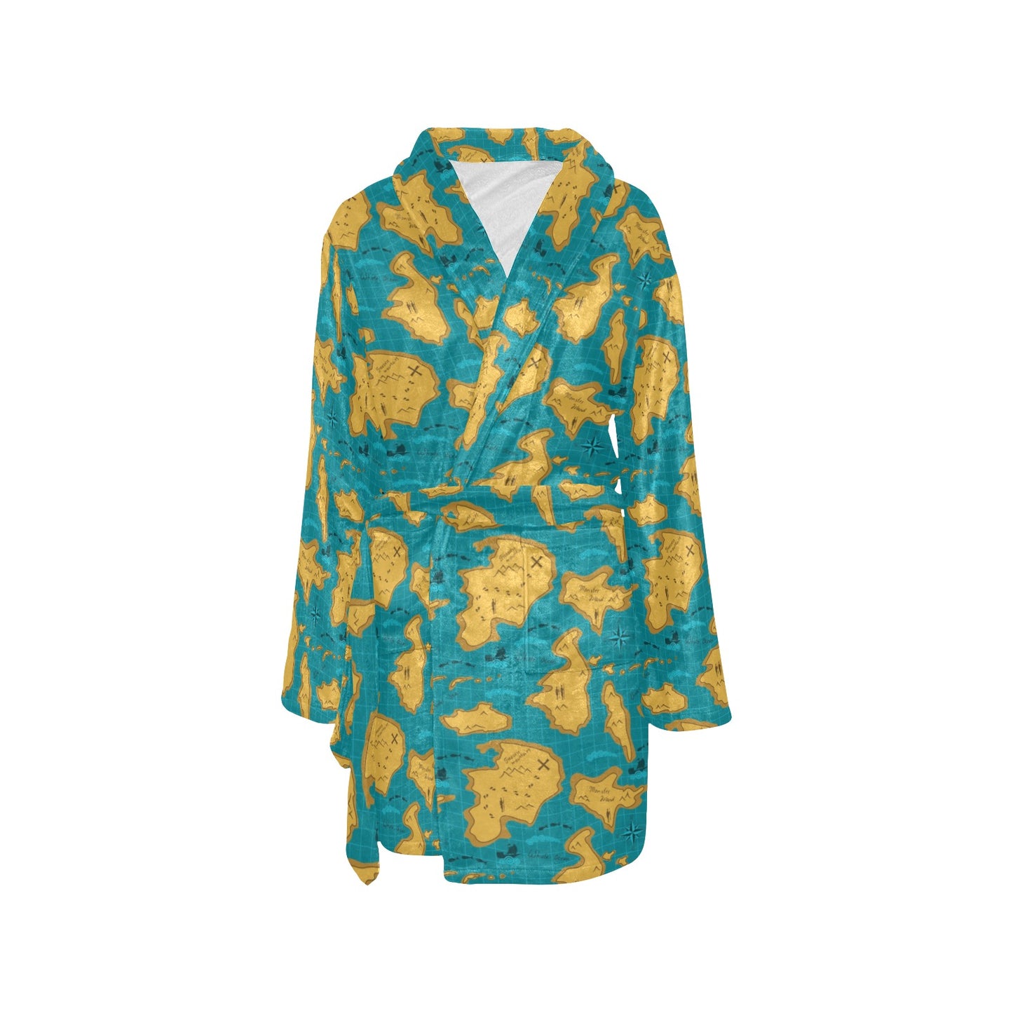 World Map Print Design LKS301 Women's Fleece Robe