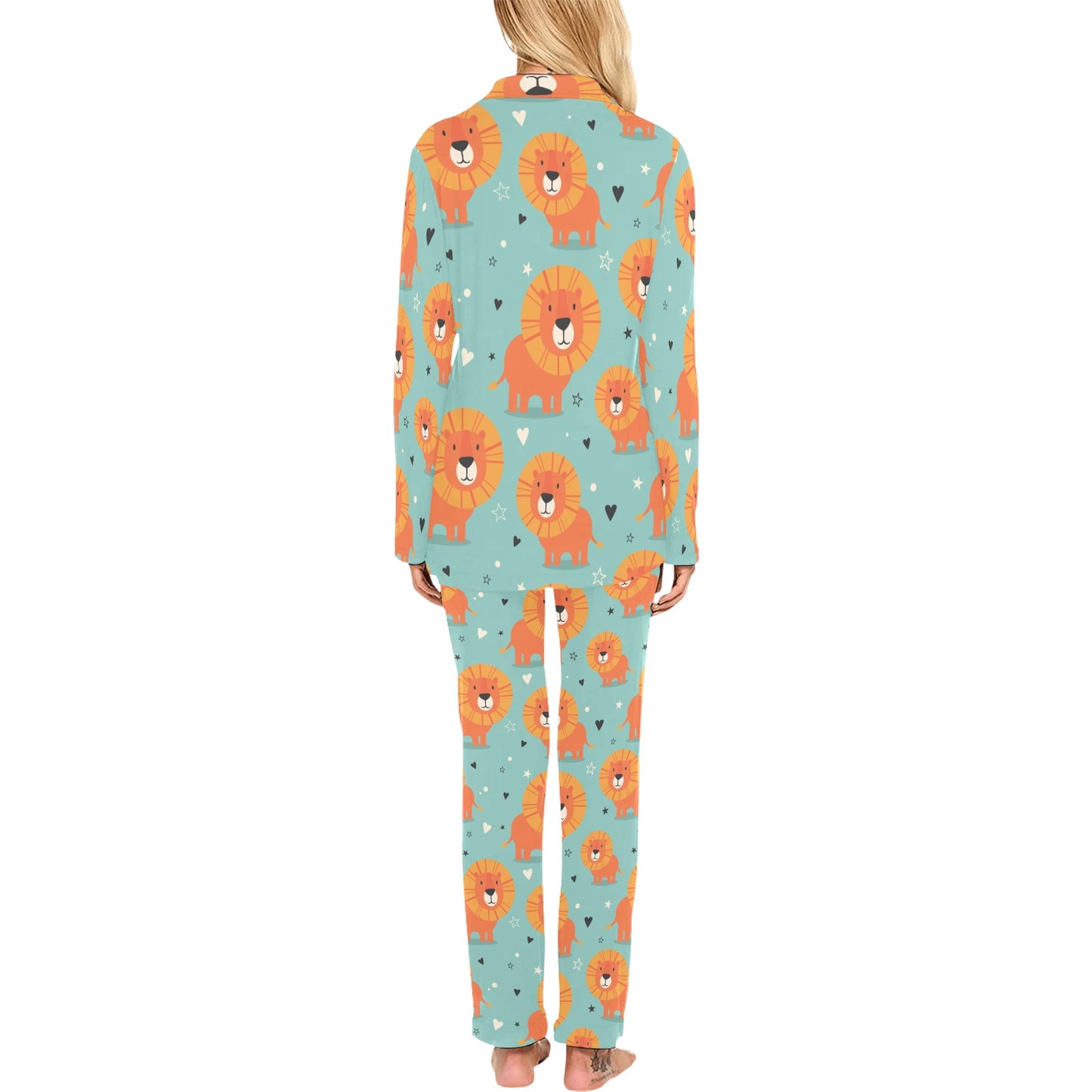 Lion Baby Pattern Print Design 03 Women's Long Pajama Set