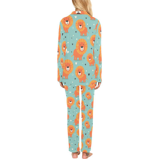 Lion Baby Pattern Print Design 03 Women's Long Pajama Set