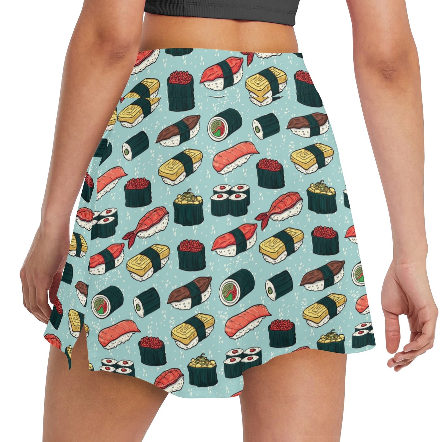 Sushi Pattern Design 17" Golf & Pickleball Skort with Pockets