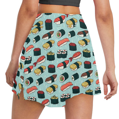 Sushi Pattern Design 17" Golf & Pickleball Skort with Pockets