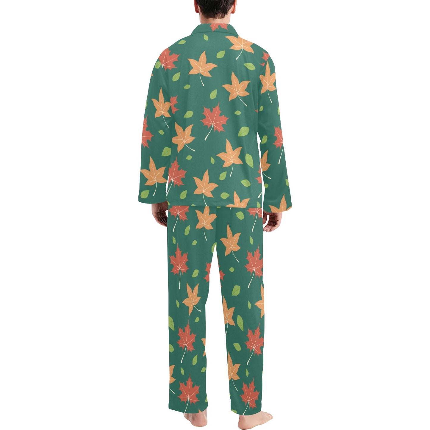 Maple Leaf Pattern Print Design 04 Men's Long Pajama Set