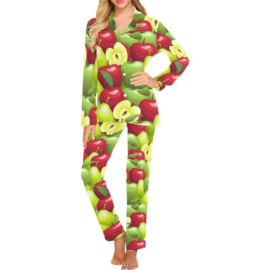Apple Pattern Print Design AP03 Women's Long Pajama Set