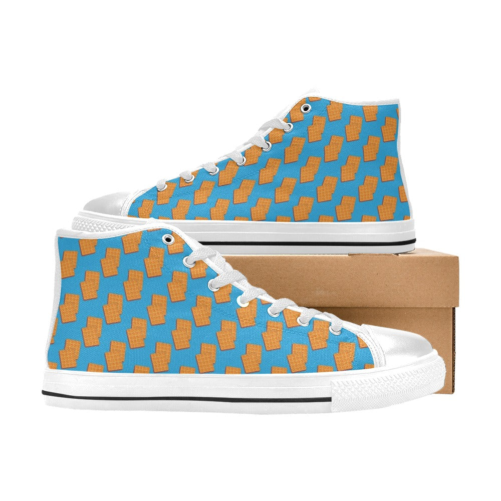 Waffle Print Design LKS304 Men's High Top Canvas Shoes