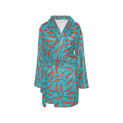 Chilli Pepper Pattern Print Design 05 Women's Fleece Robe