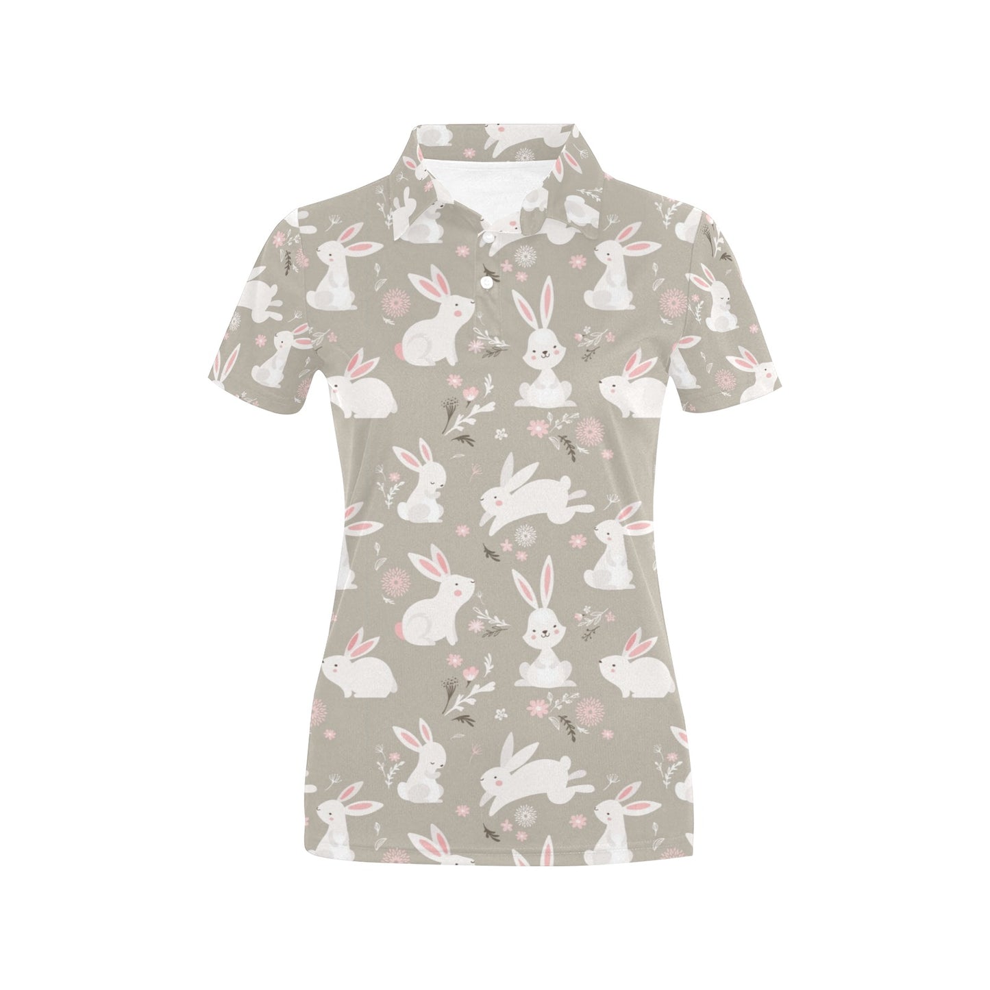 Rabbit Pattern Print Design RB03 Women's Polo Shirt