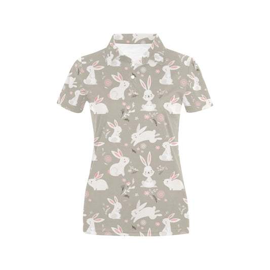 Rabbit Pattern Print Design RB03 Women's Polo Shirt