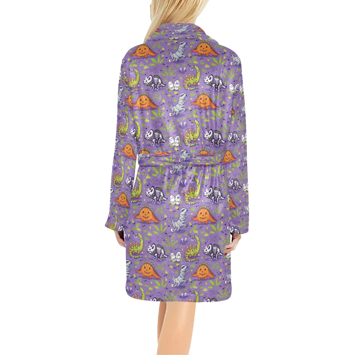 Zombie Dinosaur Print Design LKS302 Women's Fleece Robe
