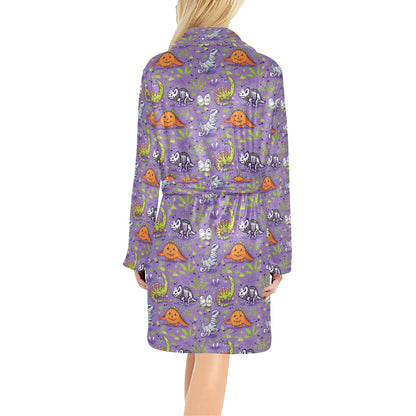 Zombie Dinosaur Print Design LKS302 Women's Fleece Robe