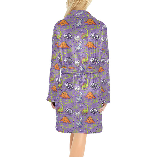 Zombie Dinosaur Print Design LKS302 Women's Fleece Robe