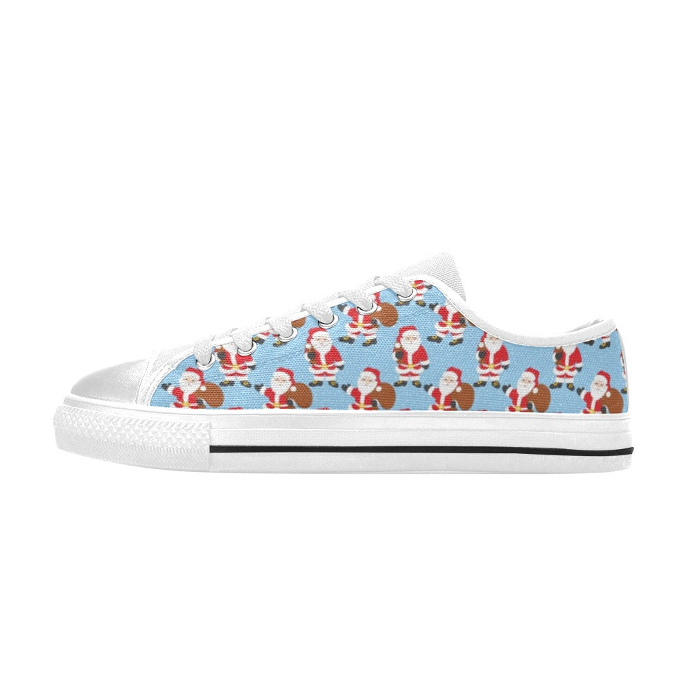 Santa Christmas Themed Print Design LKS305 Women's White Low Top Shoes