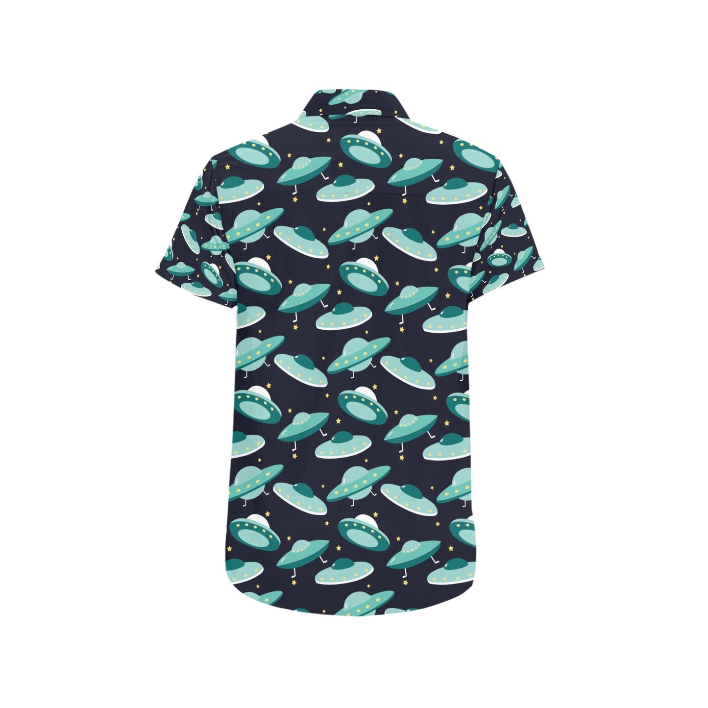 UFO Print Design LKS304 Men Short Sleeve Button Up Shirt