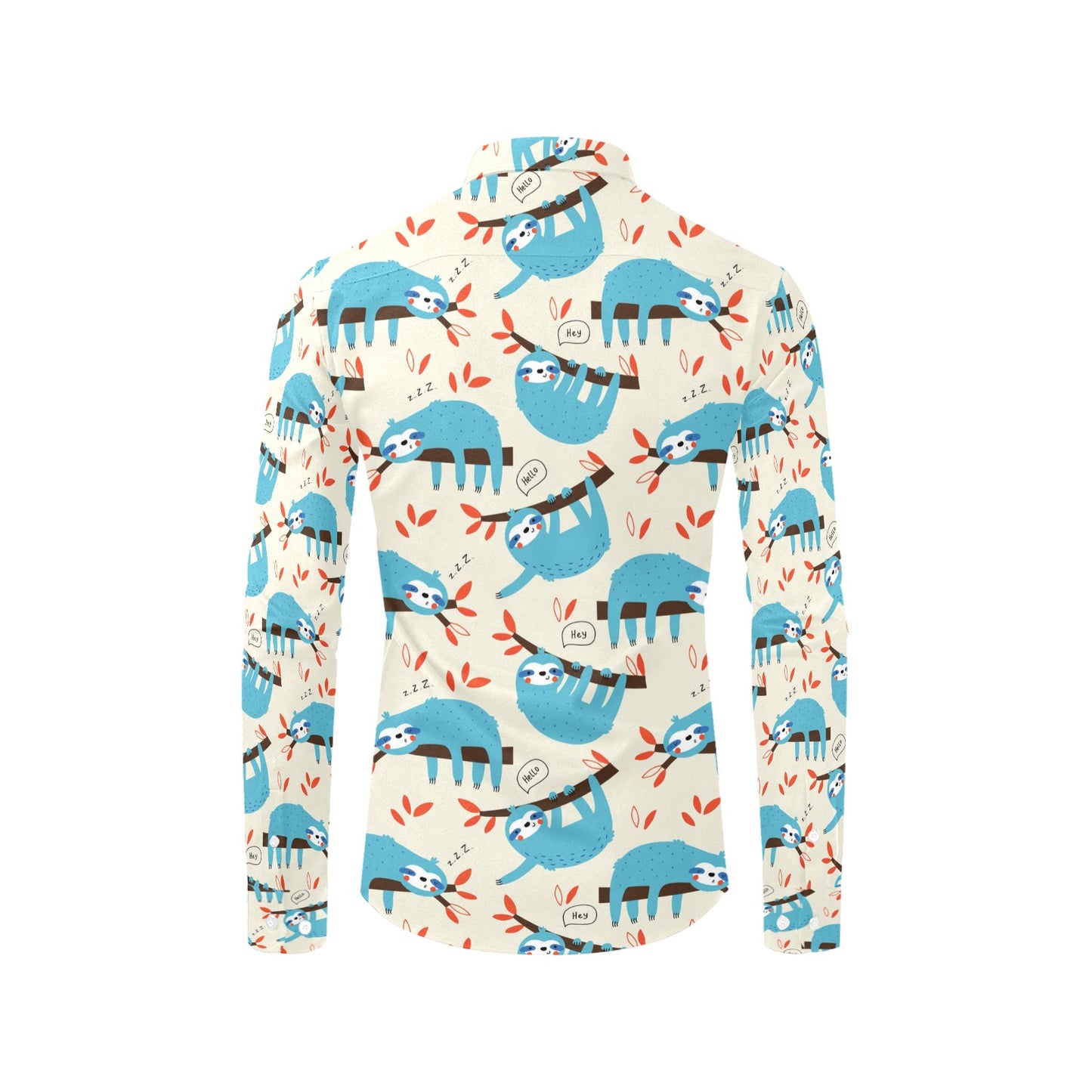 Sloth Print Design LKS3011 Men's Long Sleeve Dress Shirt