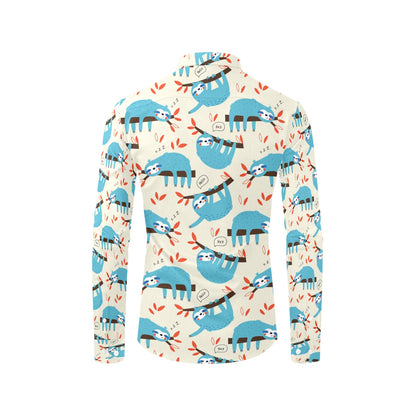 Sloth Print Design LKS3011 Men's Long Sleeve Dress Shirt