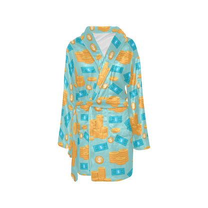 Money Pattern Print Design 03 Women's Fleece Robe