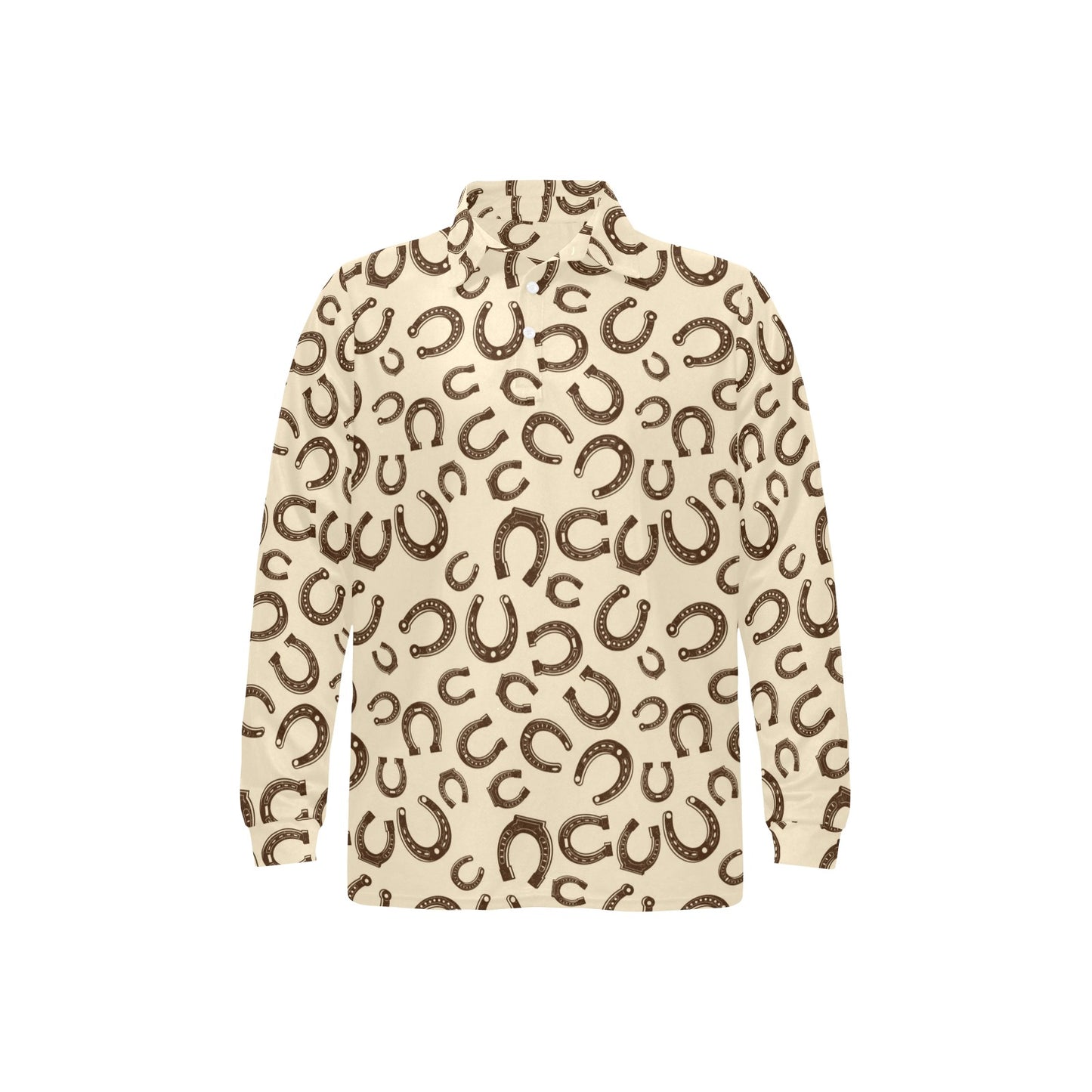 Horseshoe Print Design LKS302 Long Sleeve Polo Shirt For Men's