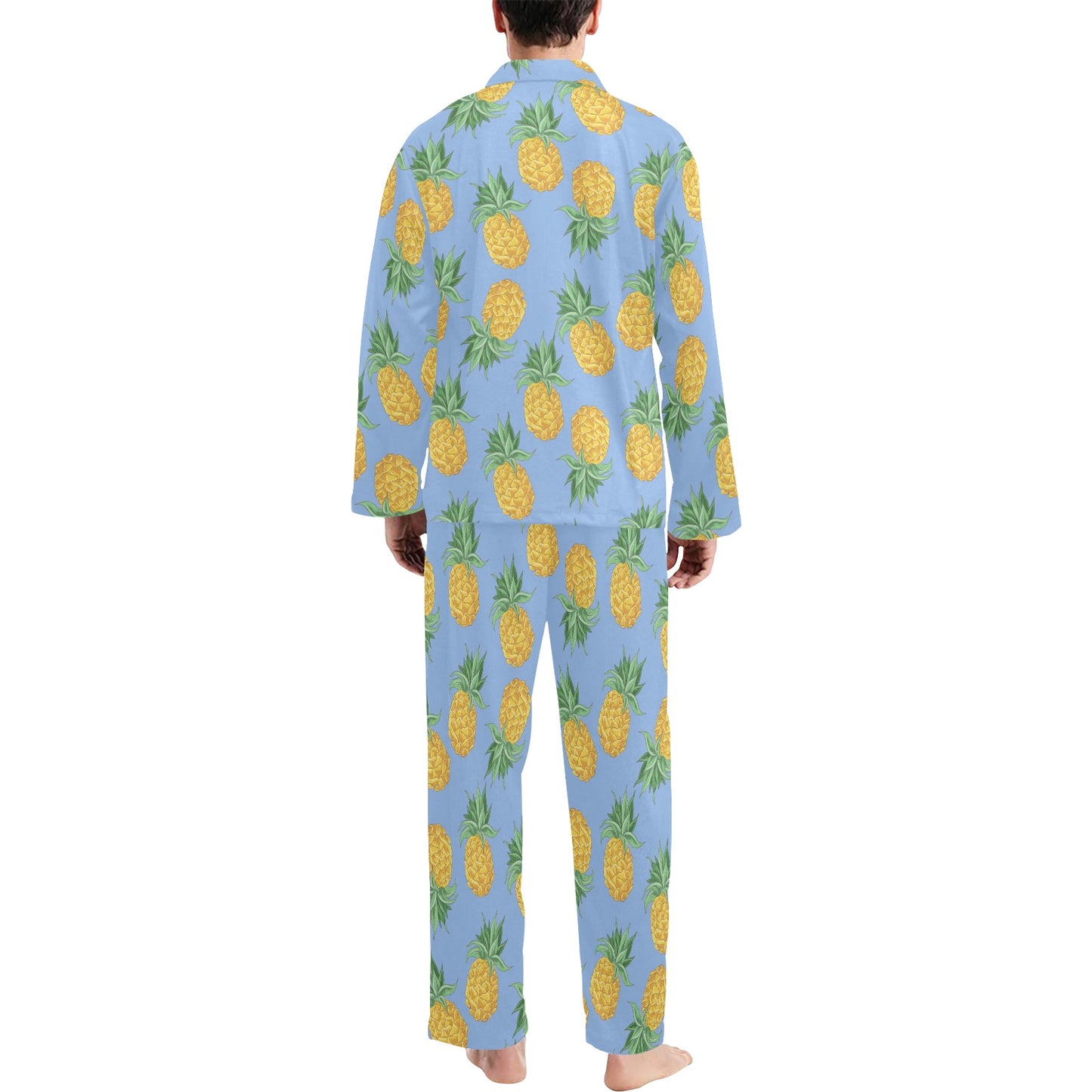 Pineapple Pattern Print Design A04 Men's Long Pajama Set