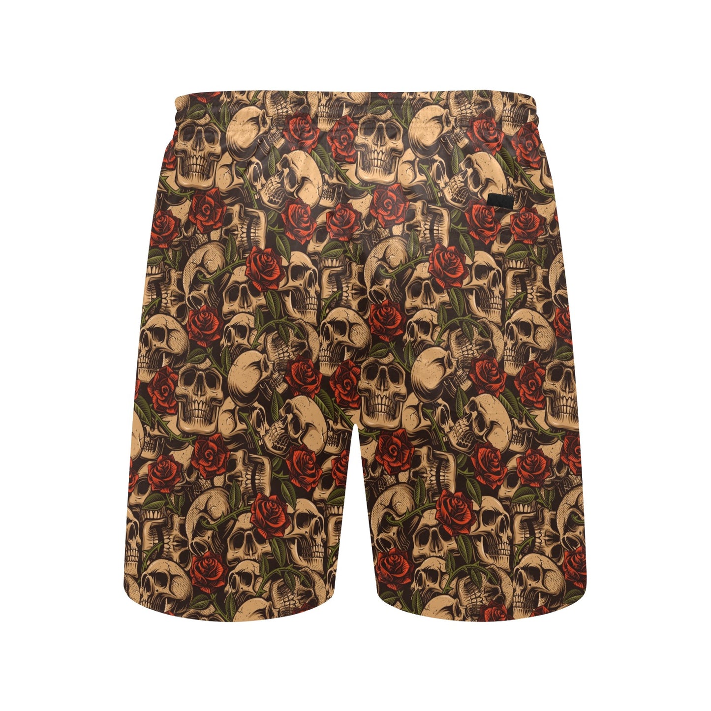 Skull Roses Vintage Design Themed Print Men's Swim Trunks Beach Shorts