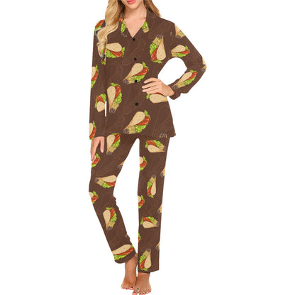 Taco Pattern Print Design TC08 Women's Long Pajama Set