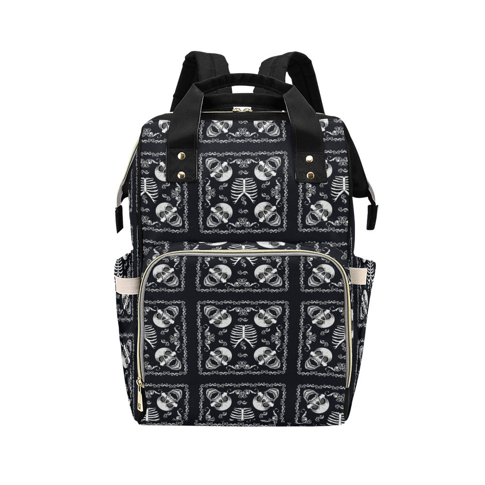 Bandana Skull Black White Print Design LKS306 Diaper Bag Backpack