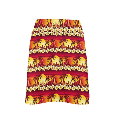 Hawaiian Tropical Sunset Hibiscus Print 17" Golf & Pickleball Skort with Pockets