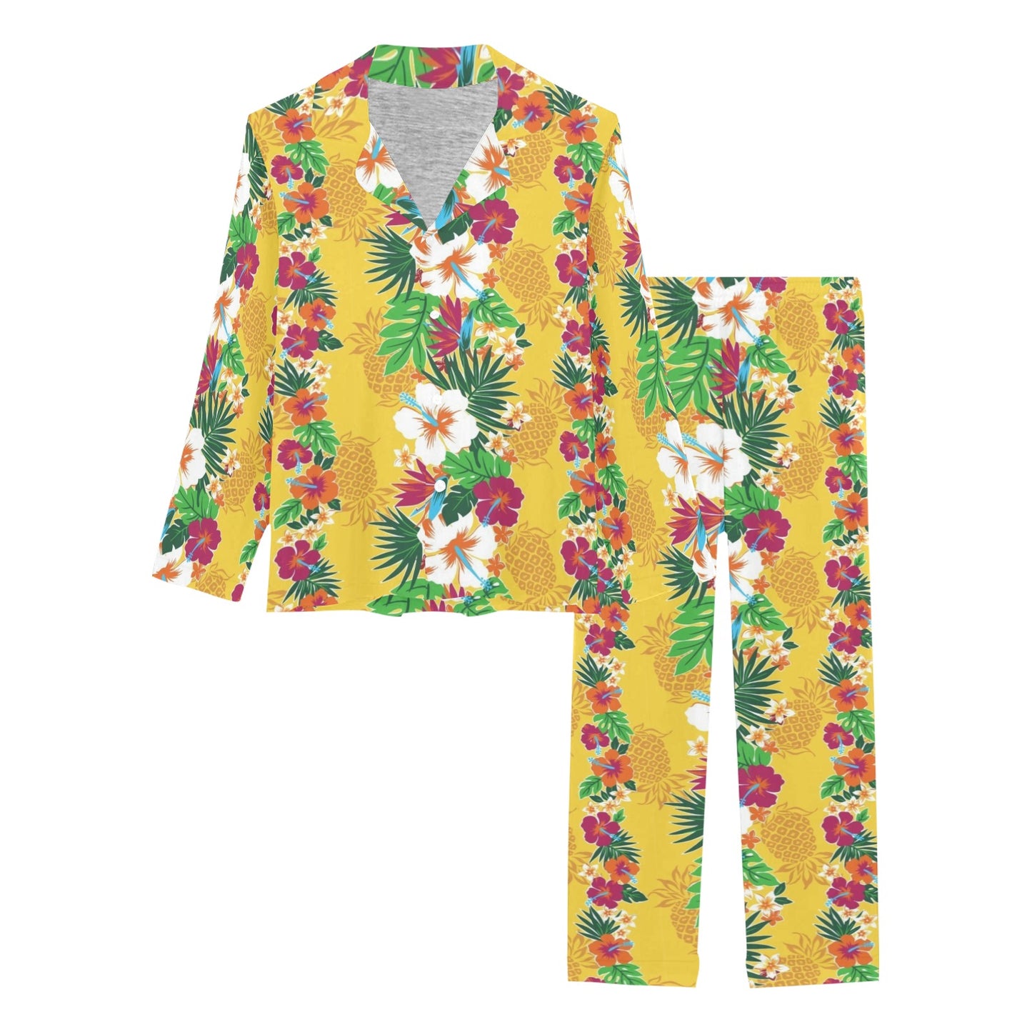 Hawaiian Themed Pattern Print Design H09 Women's Long Pajama Set