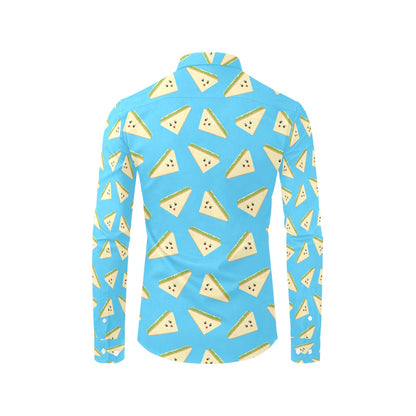 Sandwich Emoji Print Design LKS305 Men's Long Sleeve Dress Shirt