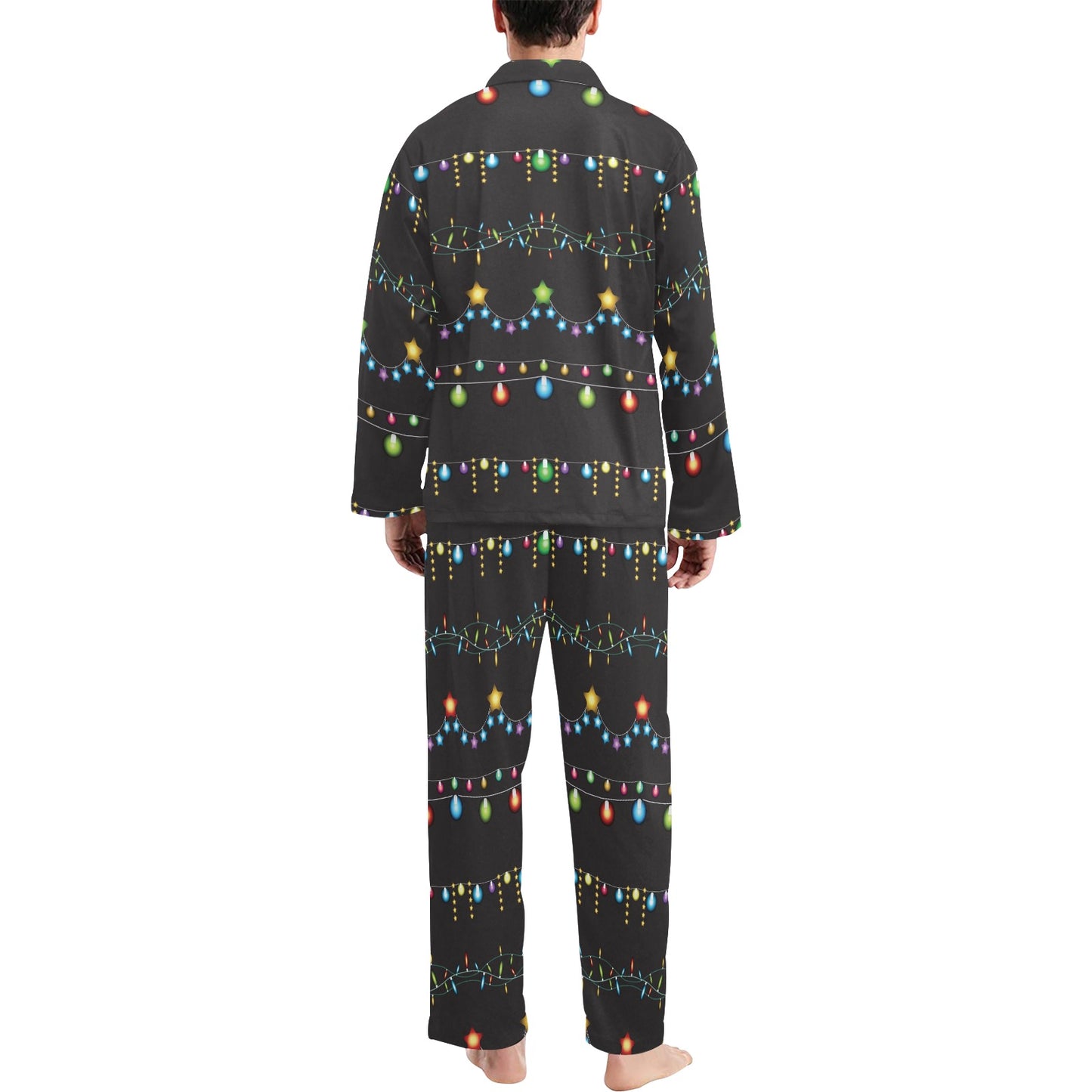 Christmas Light Pattern Print Design 01 Men's Long Pajama Set